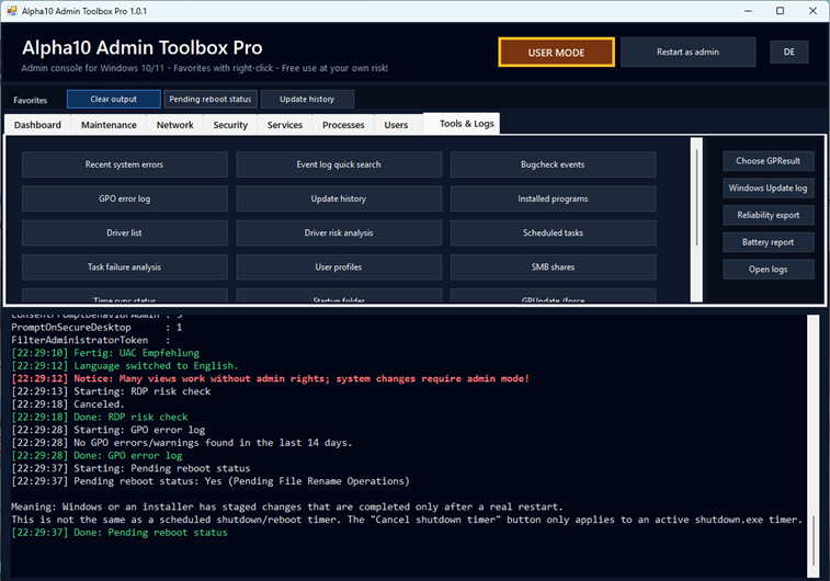 Alpha10 Admin ToolBox Pro Screenshot