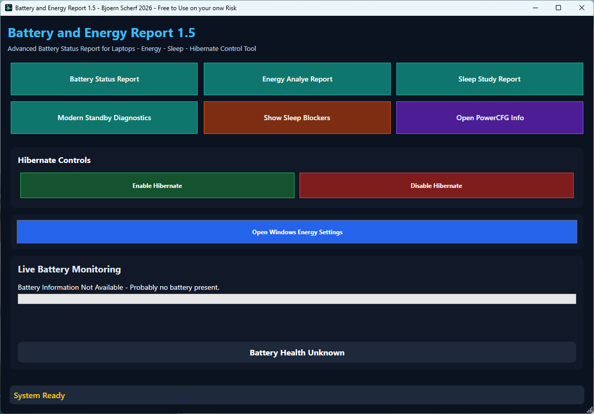 Battery and Energy Report 1.5 Screenshot