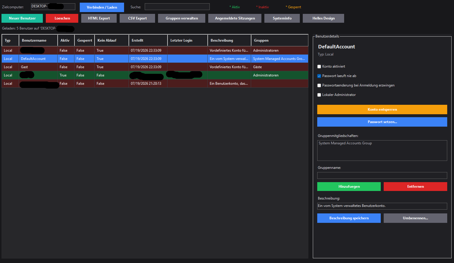 Alpha10 Windows User Tool Screenshoot